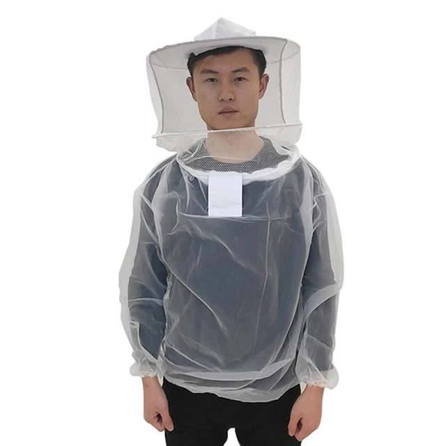 Tiszta Lélegző Méhészeti Kabát Kerek Fátyollal És Kalap A Méh Elleni Védelemhez, Könnyű Eltávolítható Férfiak Nők Számára