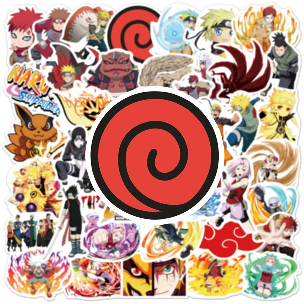 50Pcs Naruto Stickers Not Repeating Uzumaki Naruto Kakashi Uchiha Sasuke Itachi Kawaii Cartoon Waterproof Stiker Toys 5