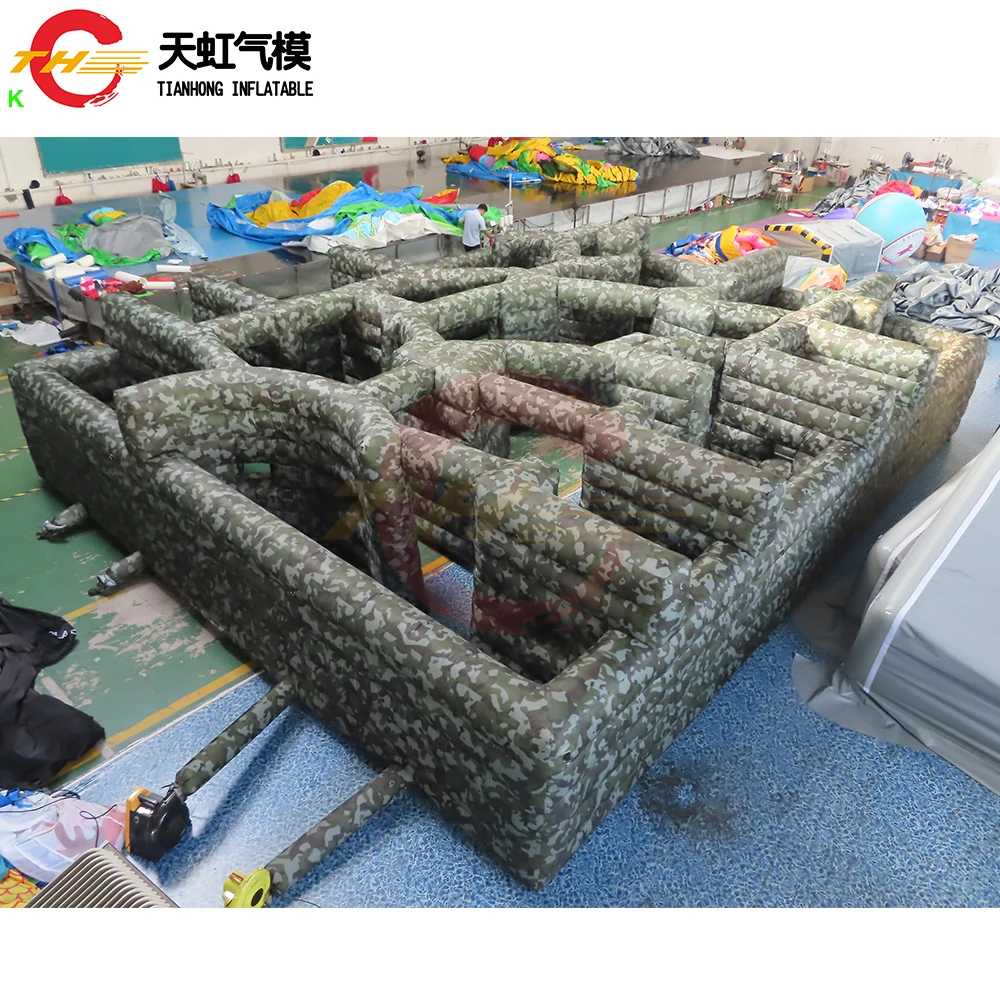 

Free Door Shipping 12x10m Camouflage Color Inflatable Maze Tag Haunted Maze Labyrinth Arena Carnival Game for Sale