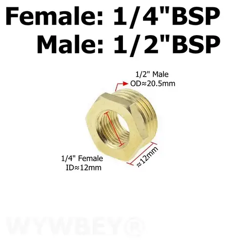 Brass Hex Bushing Reducer Pipe Fitting 1/8 1/4 3/8 1/2 3/4 F to M Threaded Reducing Copper Water Gas Adapter Coupler Connector - Image 7