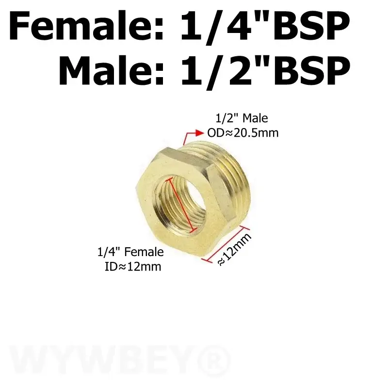 Brass Hex Bushing Reducer Pipe Fitting 1/8 1/4 3/8 1/2 3/4 F to M Threaded Reducing Copper Water Gas Adapter Coupler Connector - Image 7
