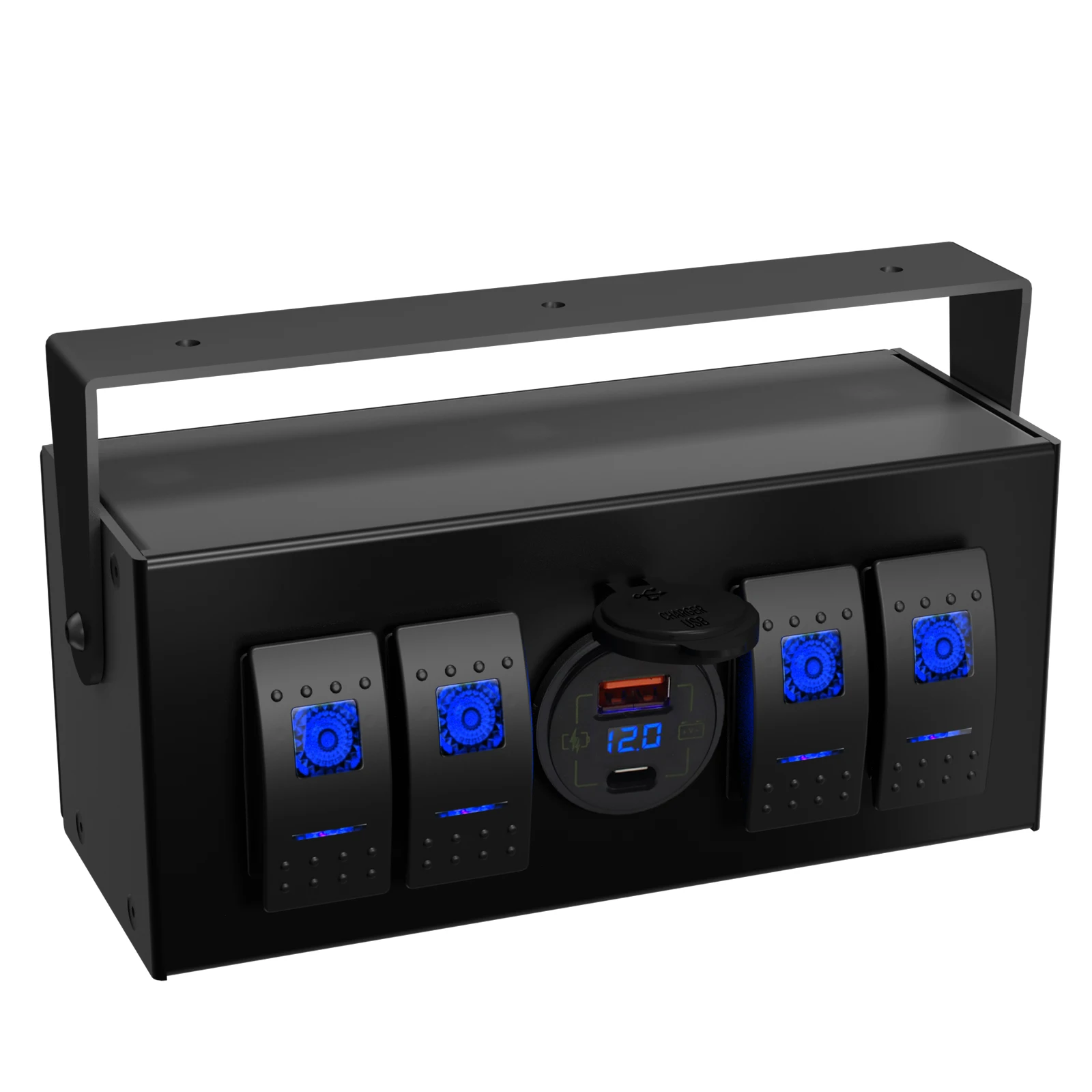 

4-х клавишный выключатель 20A 12V DC переключатель с USB зарядным устройством и вольтметром водонепроницаемый алюминиевый переключатель для автомобиля RV лодки грузовика