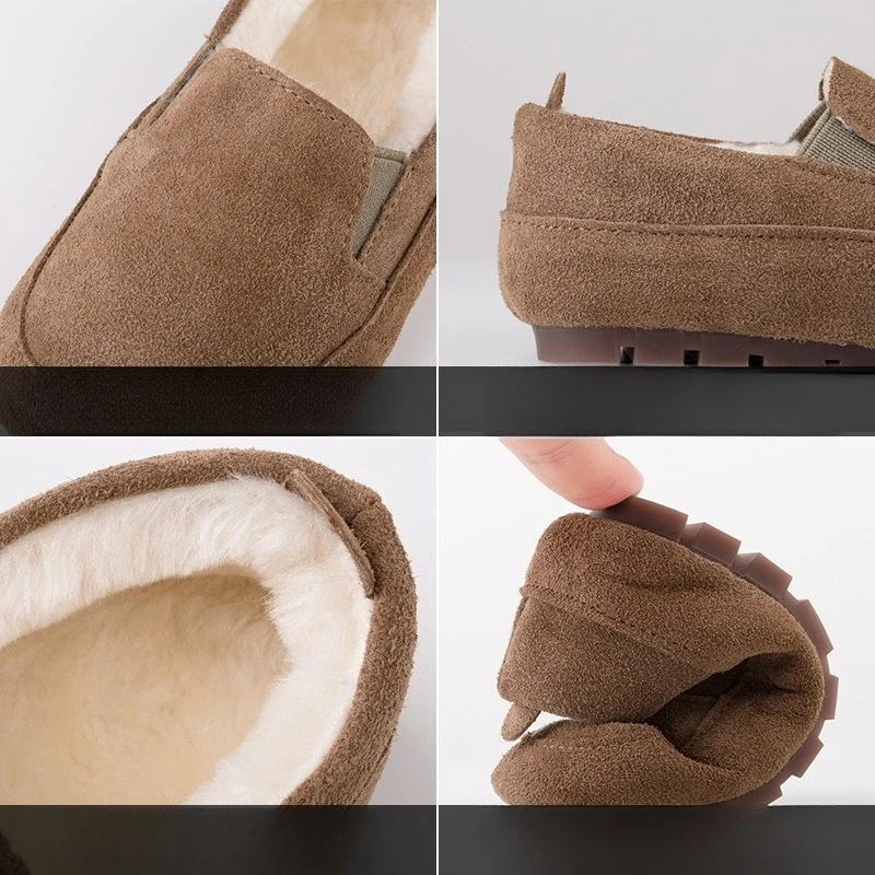 Suede Leather Kids Loafers Winter Shoes