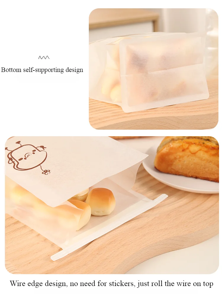 50 Pieces Kraft Paper Roll-Edge Sandwich & Toast Bags with Cartoon Window Print, Fo... - SKU KPTB1215 - UGI Packaging