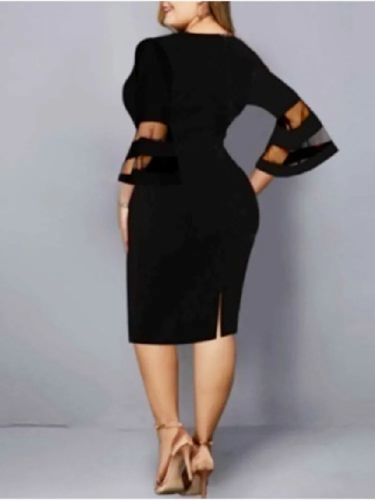 Plus Size Dresses for Women 4xl 5xl Flower Print Large Sizes Bodycon Dress Lace Sleeve Clothing Trend Party Midi Spring XXL XXXL