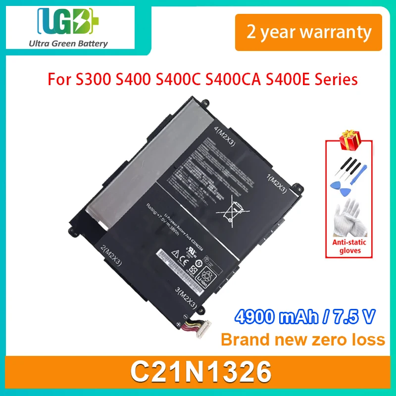 

UGB New C21N1326 Laptop Battery For Asus S300 S400 S400C S400CA S400E Series 7.5V 4900mAh 38Wh