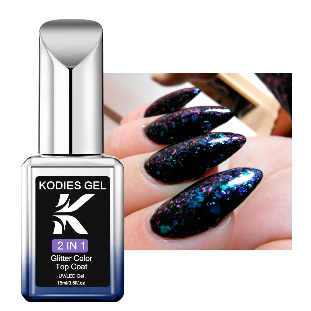 KODIES GEL Glitter Top Coat Chameleon Gel Nail Polish Aurora Opal Powder UV/LED Gel Finish Colorshift Manicure Nails Art Sealer 4
