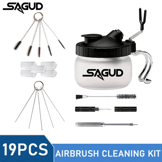 SAGUD Multi-Purpose Airbrush Cleaning Pot Strong Jar Glass Bottle