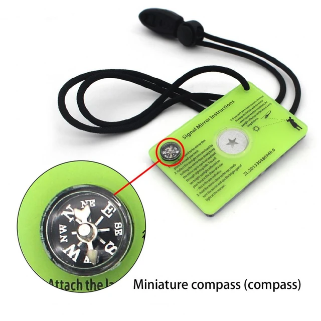 5 Piece Survival Signal Mirror With Bearing Lanyard 