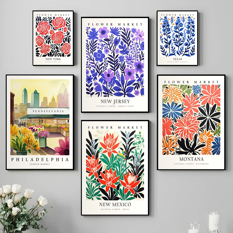 Классический стиль, американский цветочный холст с принтом без рамы, идеально подходит для домашнего декора, настенная живопись