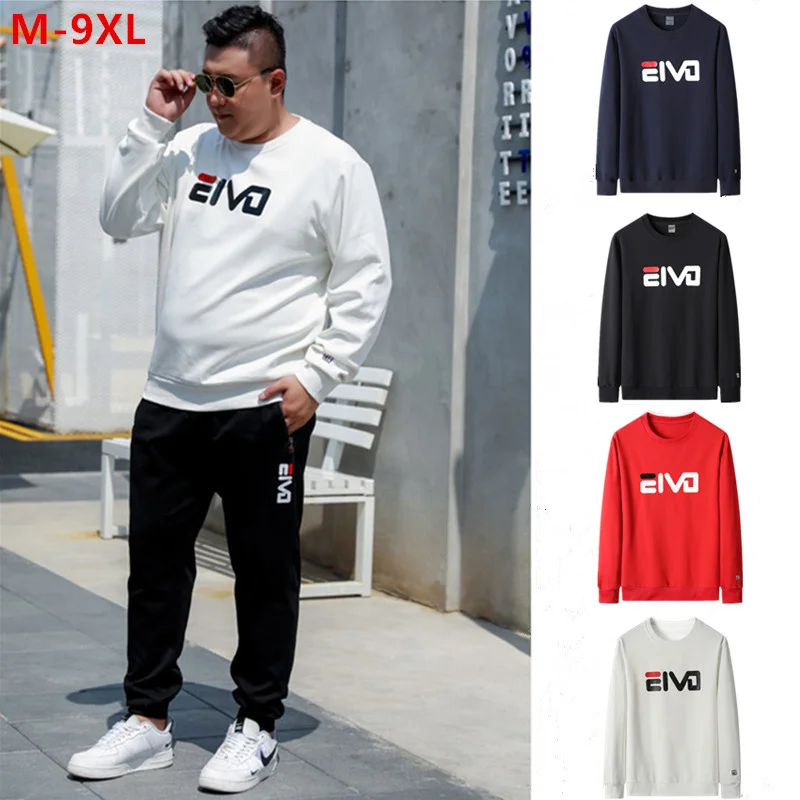 

Men Sweatshirts Loose Plus Oversized 6XL 7XL 8XL 9XL Pullovers Sweat White Black Red Tops Spring Autumn Casual T-Shirts Clothes