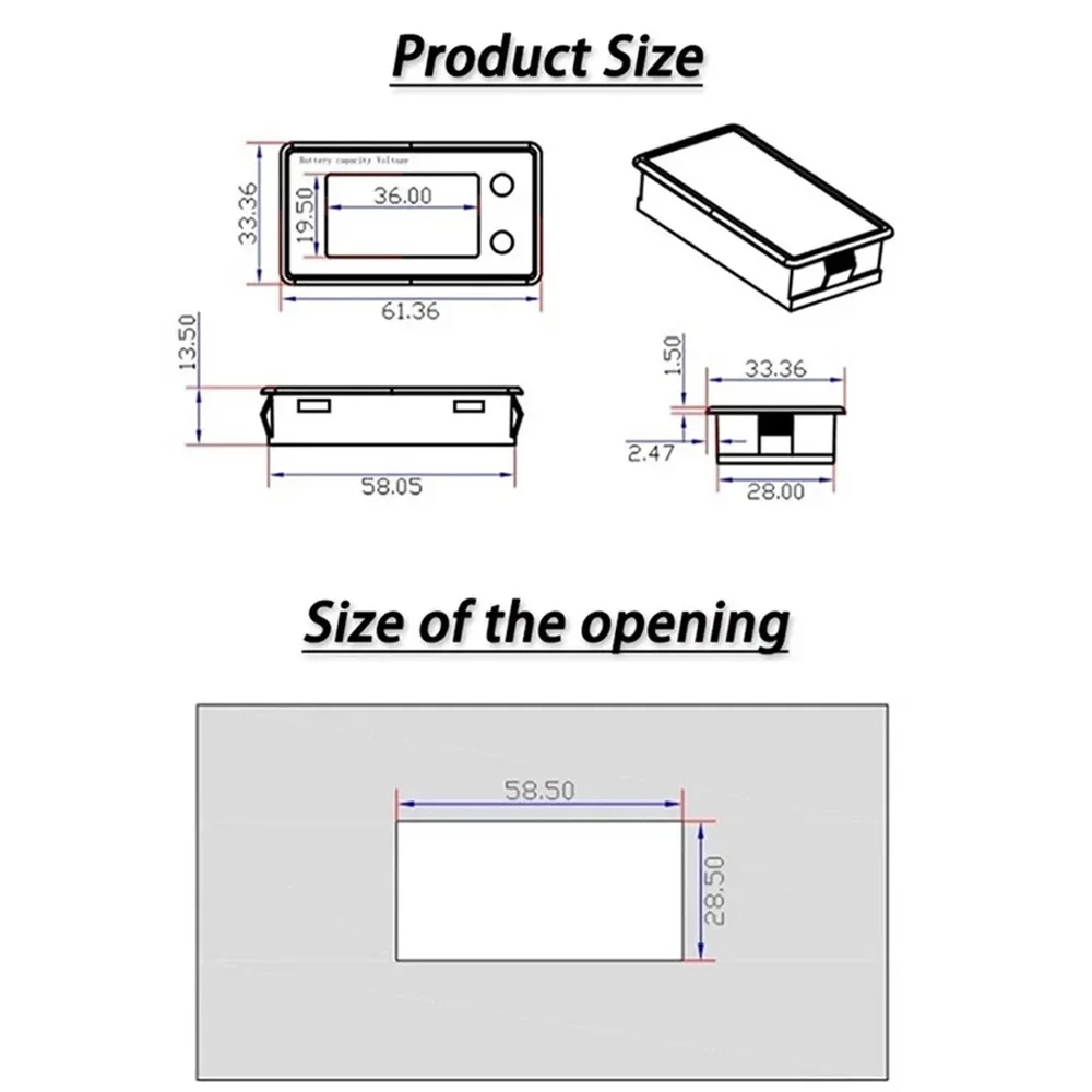 ���͸� �뷮 ǥ�ñ�, ���� ��Ƭ LiFePO4 �˶� ���� ������, DC 8V-100V ���а�, 12V, 24V, 48V, 72V