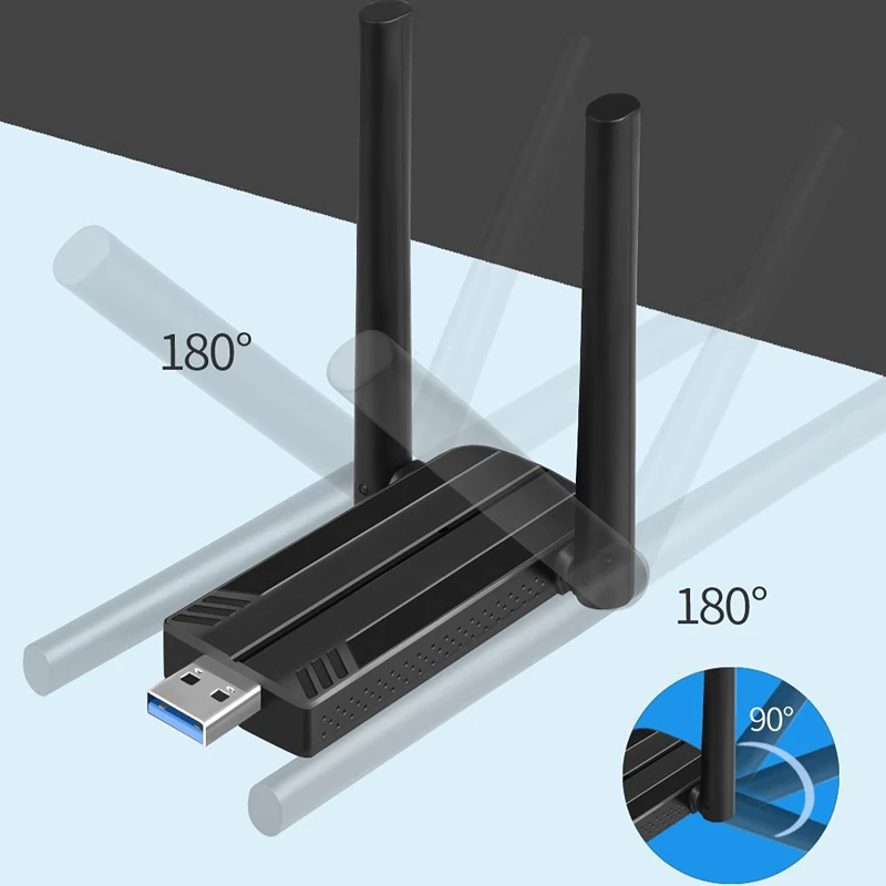 Wifi6 USB WiFi 동글 1800Mbps 어댑터 USB 3.0 Wifi 수신기 PC/노트북 용 듀얼 밴드 2.4G & 5G MU-MIMO Win10/11 용 무료 드라이버