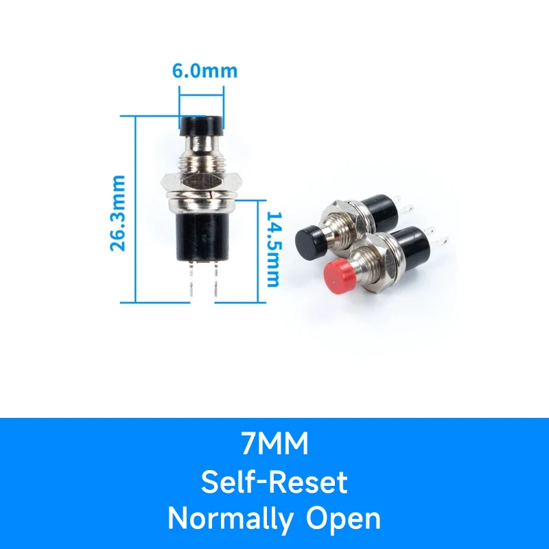 Circular Metal Button Switch 5mm 7mm 10mm PBS-110 PB05A small self resetting self-locking point action power switch