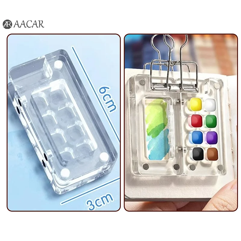 Professional Empty Wooden Nail Art Mini Nail Art Practice Paint Palette 8 Grid Paint Palette Tray Painting Practice Supplies