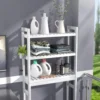 Bamboo 3-Tier Over-The-Toilet Space Saver Organizer Rack, Stable Freestanding Above Toilet Stand with 3 Hooks for Bathroom, 6