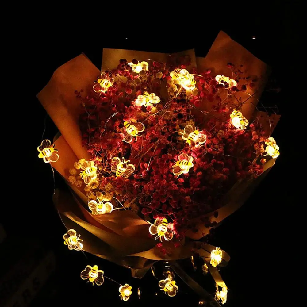 LED String Light String Lamp Creative Shape Adorable Soft Lighting Energy-saving Flexible Decorative Plastic Cartoon Honeybee Pa