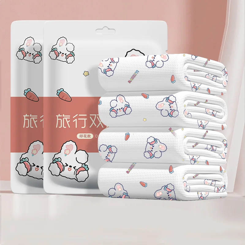 1pc Disposable cute printed bathroom supplies set thickened cotton portable travel cleaning towel hotel suitable for travel