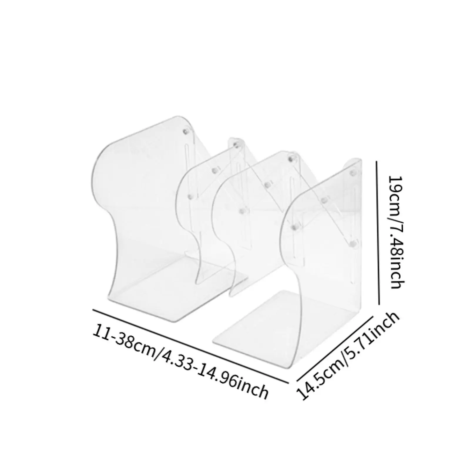 Adjustable Clear Bookend Organizer Unique Lightweight Storage Space Saving Book Holder Book End for Indoor Living Room Studio