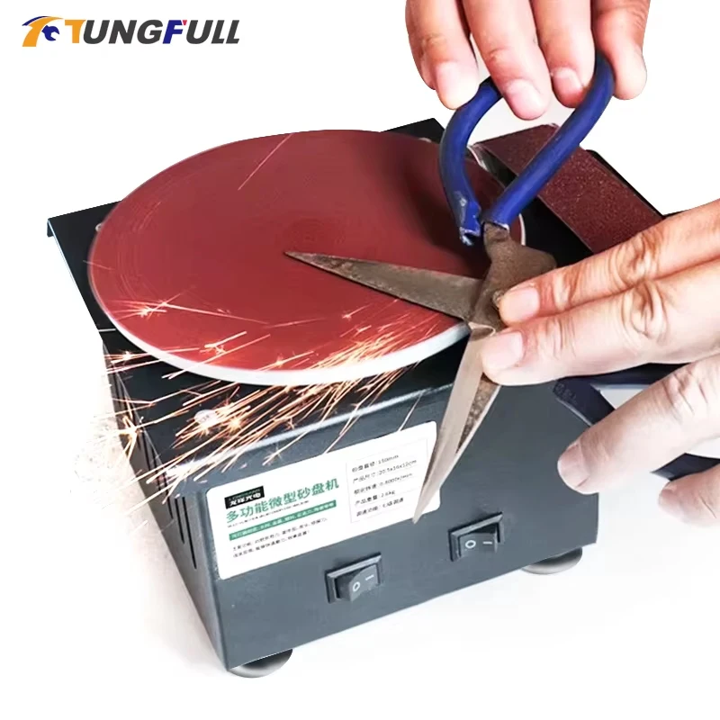 Mini Bench Disc Sander Electric Sander Electric Grinder Sandpaper Sticky Disc Table Grinder DIY High Speed Sanding Machine Knife Sharpener Polishing Machine
