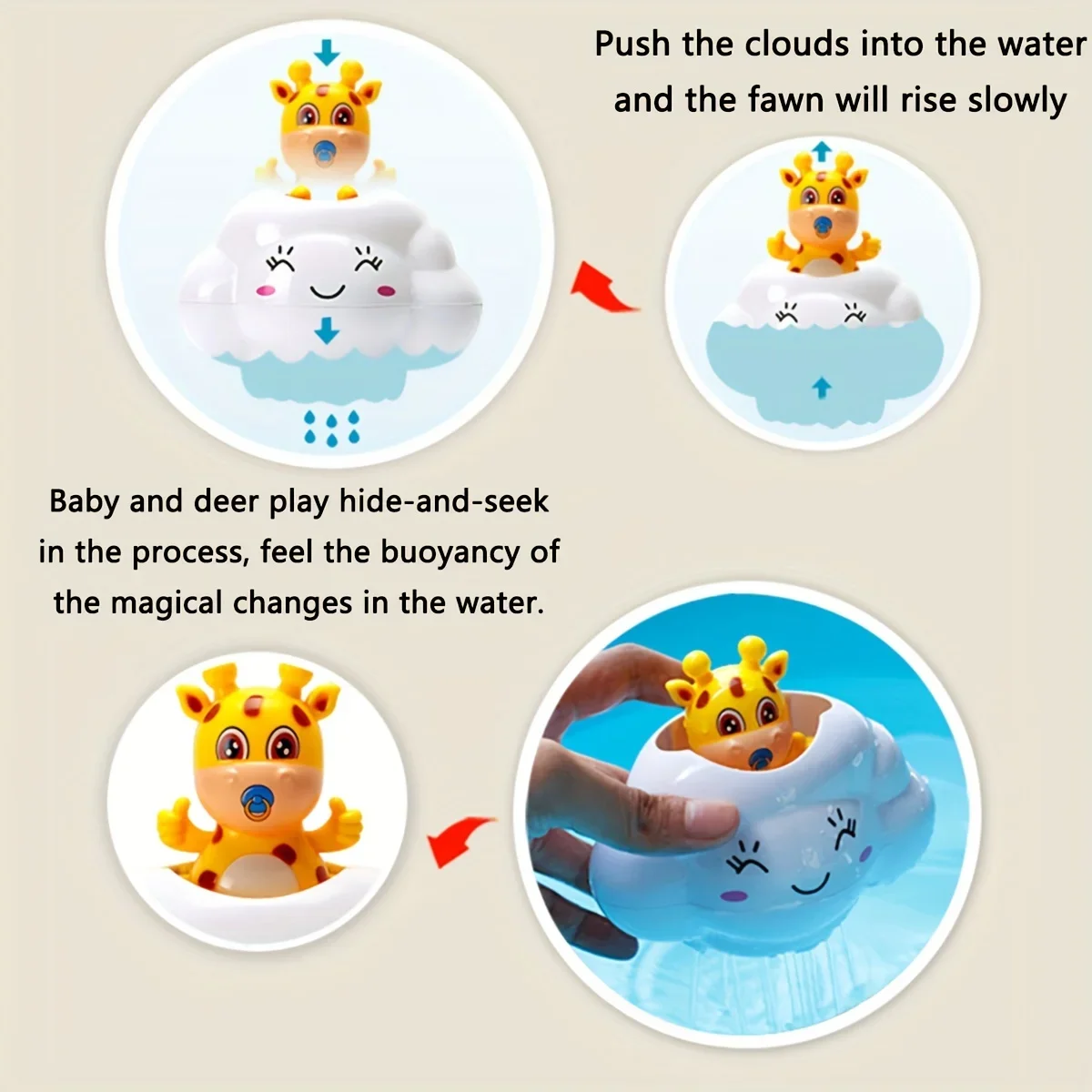 1PC - Rainy Clouds, Deer Shower Toys, Cloud and Rain Deer Playing with Water, Shower, Water Spray Toys, Bathroom