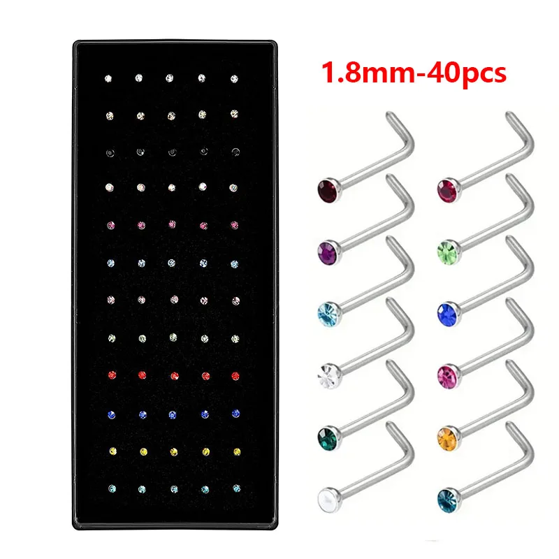 Nose Studs Hypoallergenic Nose Studs-Tiny Invisible Body Jewelry Colorful Ear/Nose Piercing for Sensitive Skin