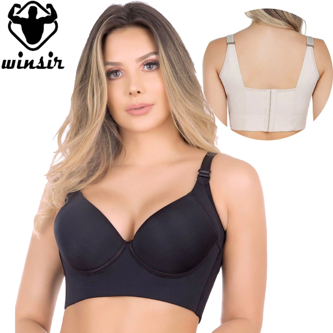 Sujetador con copa en V profunda mujer, ropa interior gruesa con faja incorporada, cobertura completa, Push Up, esculpido, elevador, deportivo| | AliExpress