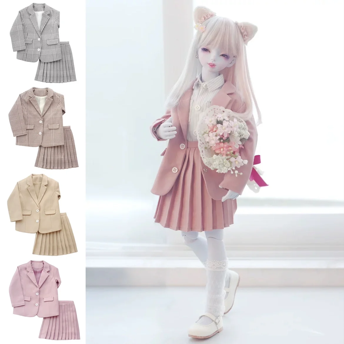 

Комплект одежды для куклы BJD, подходит для 1/4 1/6 размер, одежда для девочек bjd MSD YOSD, повседневный костюм, юбка, аксессуары (2 балла)