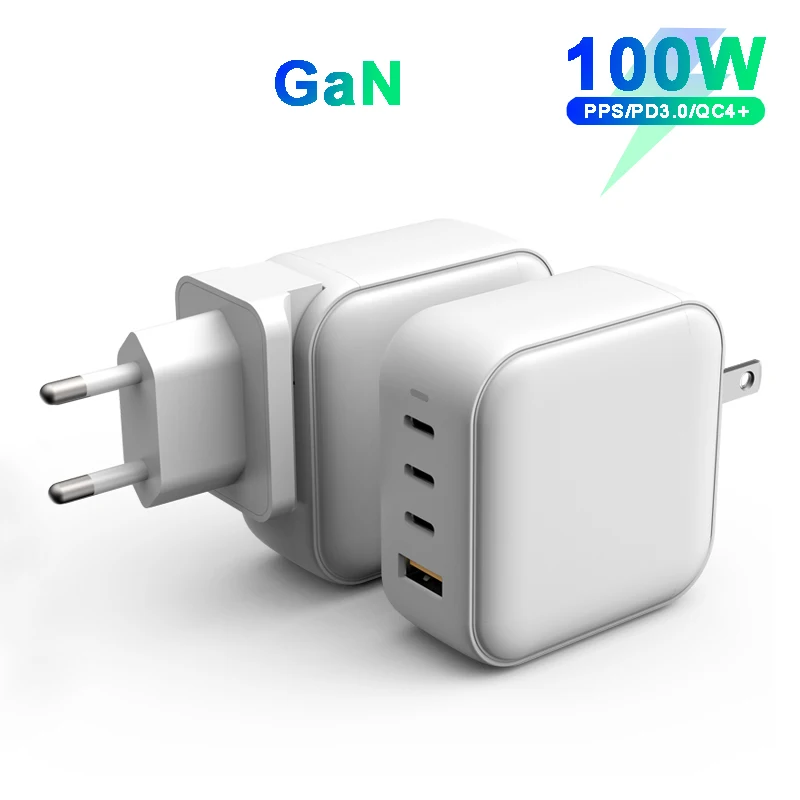 

100W 4 Port GaN USB C Type-C Power Adapter PD3.0 Fast Charger for Macbook Pro/Air iPhone 13 SAMSUNG S21 Ultra S20+ Note 20 PPS