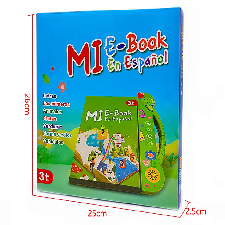 2-in-1 Spanish English Sound Board Book Interactive Talking Book Early Educational Reading Toy for Toddlers Boys Girls 3