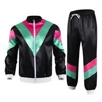 Ensemble de sport en satin avec fermeture éclair pour femme, survêtement de fête des années 80, veste à col montant, pantalon de survêtement avec wstring de proximité, nuit de documents Y2K, style hip hop 5