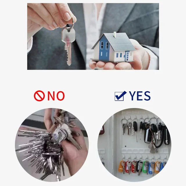 Combination Key Cabinet 20 Key Hooks Key Box Wall Mounted with Key/Code Lock Locking Key Organizer Key Cabinet Security Lock Box 5