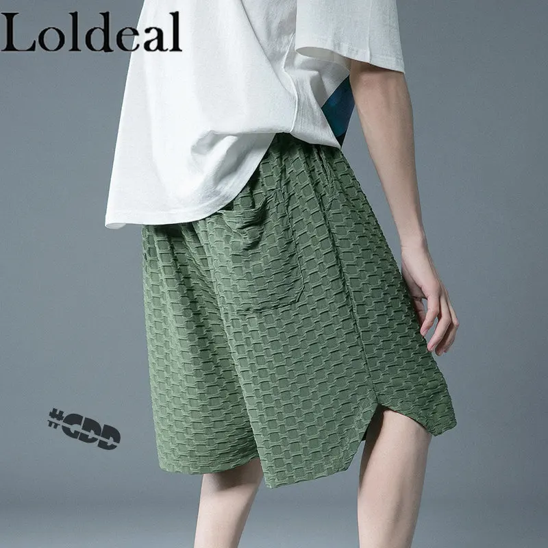 

Шорты мужские с прямыми штанинами, повседневные Модные мешковатые короткие штаны в клетку, уличная одежда в стиле Харадзюку, в Корейском стиле