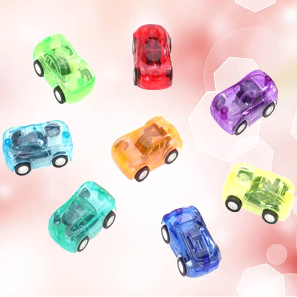 20pcs Mini Pull Back Car Toy Transparent Small Vehicles Toys Plastic Funny Car Toy for Kids Toddler (Random Color)
