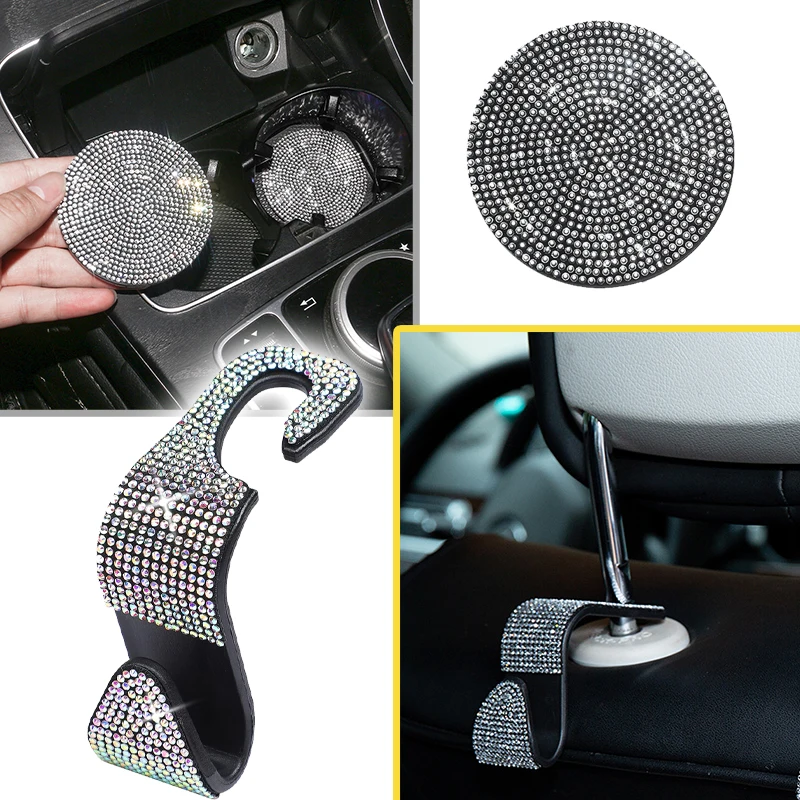 

Multifunction Rhinestone Car Seat Back Hook Pad Hanger Storage Hanger Car Headrest Mount Storage Holder Auto Interior Accessorie