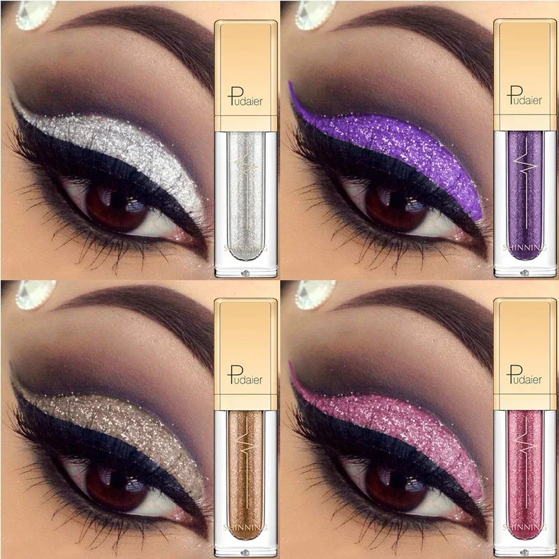 Pink Liquid Glitter Eyeshadow Metallic Pigment Eyes Makeup 18 Colors Shimmer Eye Shadow Liquid Waterproof Maquiagem Yeux Sombra 2