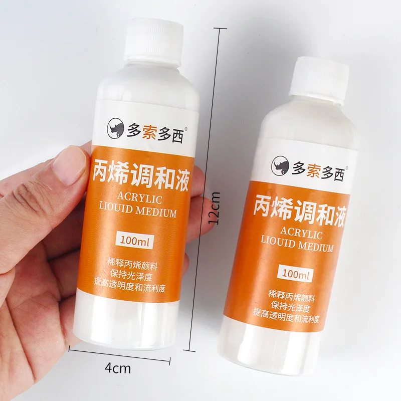 100ml 아크릴 블렌딩 액체는 유동성을 증가시키고 투명도를 향상시킵니다. 안료 성능 조정 건조 속도 연장
