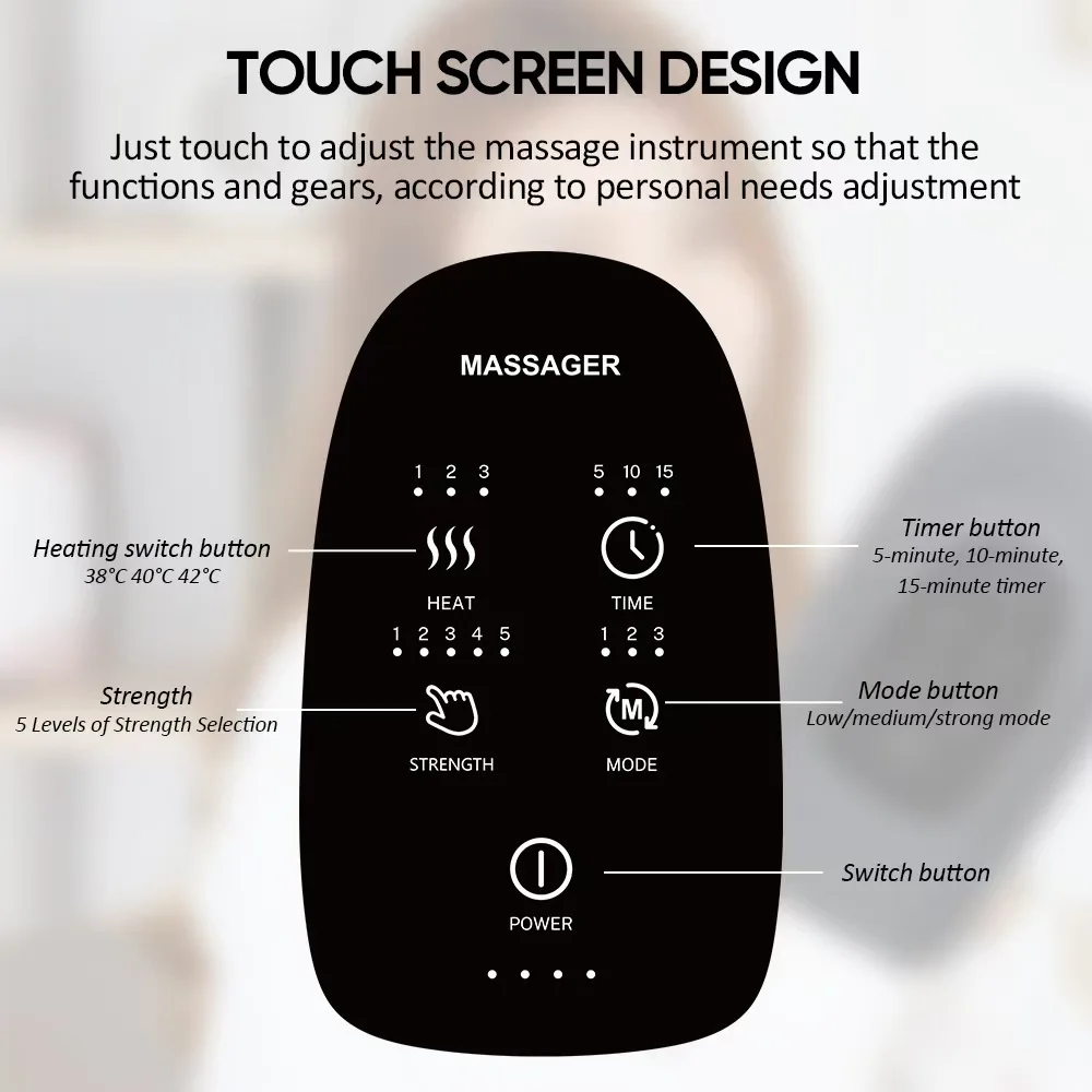 Smart Electric Hand Massage Device Air Compression Heated Palm Finger Massager Spa Relax Pain Relief