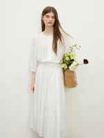 FSLE Minimalist Style White Shirt Skirt Set for Women 2025 Summer New Arrival Holiday Season Shirt Skirt 25FS12521+25FS12262