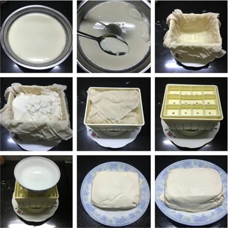 Tofu Press Presser DIY Plastic Tofu Press Mould Homemade Mold Curd Presser Making Mold Cloth 1/2/4PCS