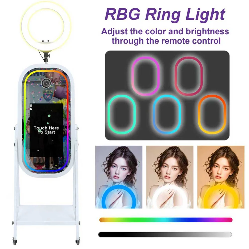 كشك تصوير بمرآة سحرية مع شاشة لمس 21.5 بوصة، حامل...