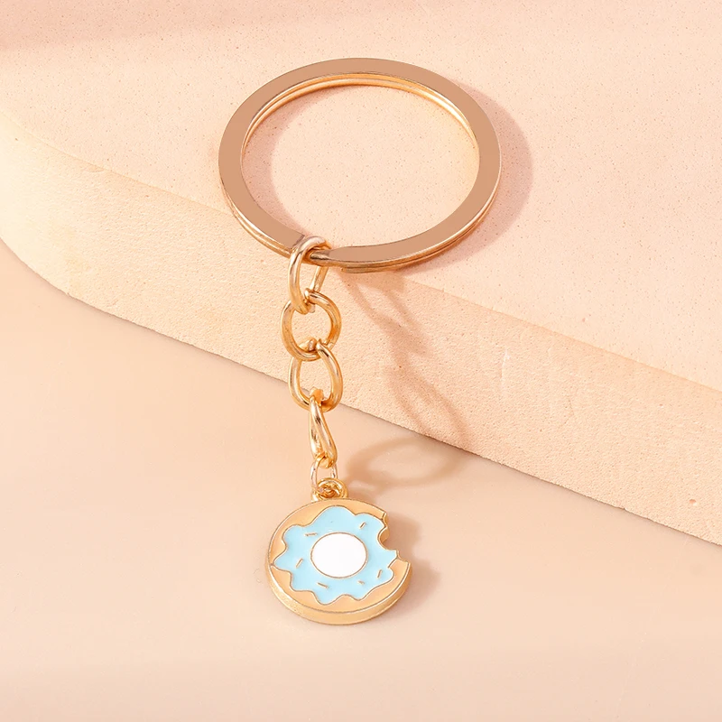 Niedliche Emaille Pizza Donut Schlüssel bund simuliert Lebensmittel Schlüssel ring Anhänger für Schlüssel halter Frauen Mädchen Handtasche Zubehör DIY Schmuck Geschenk – Detail 7