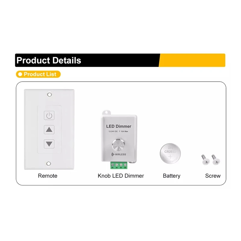 DC12V-24V 무선 LED 스트립 조광기, 터치 리모컨 포함, 단색 LED 스트립용, 10A