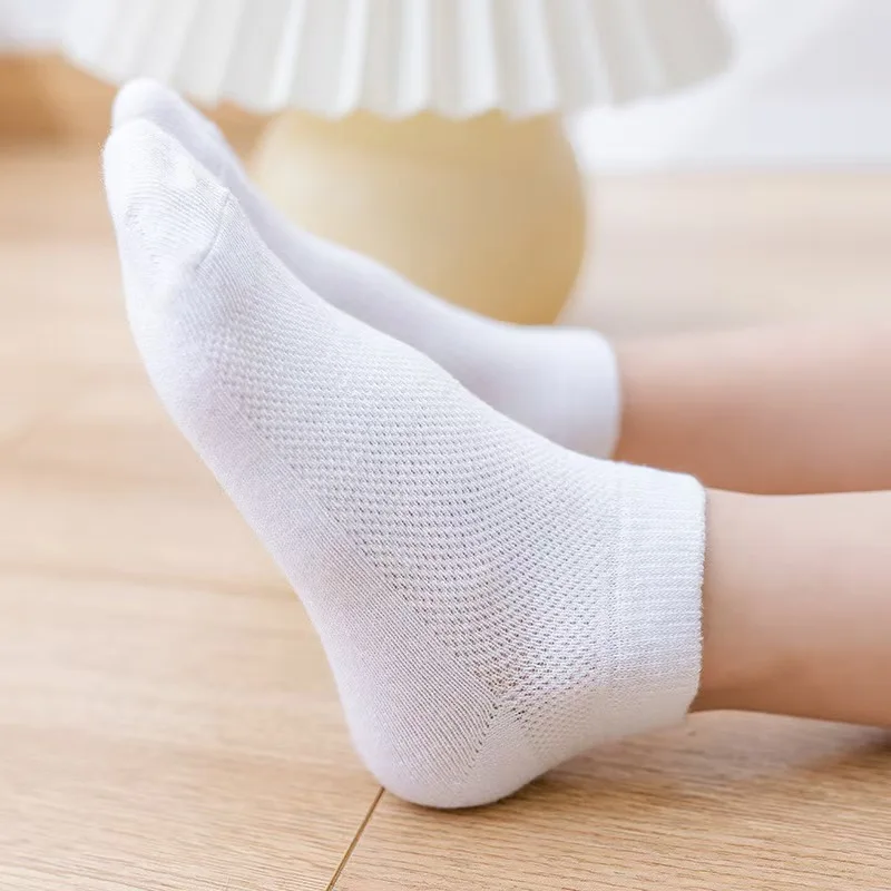 1-12 세 어린이 메쉬 코튼 짧은 양말 소년 소녀 학생 스포츠 통기성 땀 흡수 발목 양말 블랙 그레이 화이트