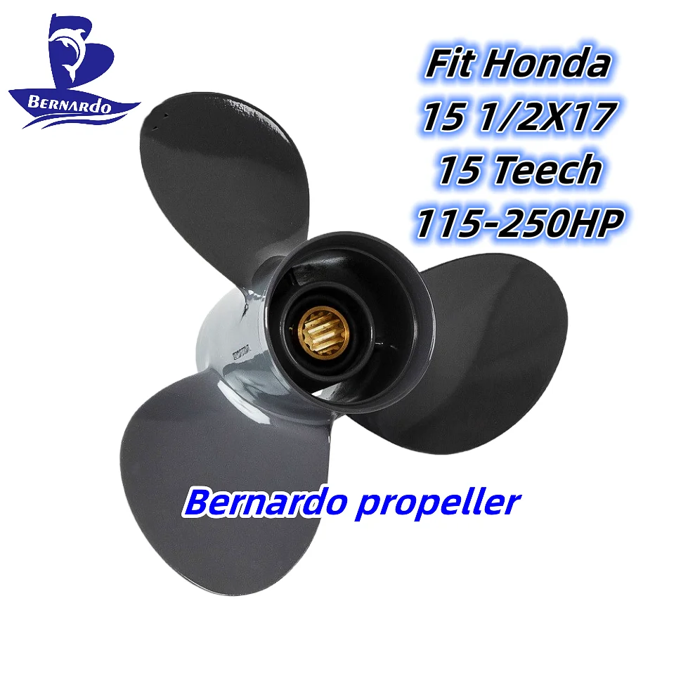 Bernardo Boat Propeller 15 1/2X17 Fit Honda 115 135 150 200 225 250HP Outboard Engines Motor Aluminum 3 Blade 15 Tooth Spline RH