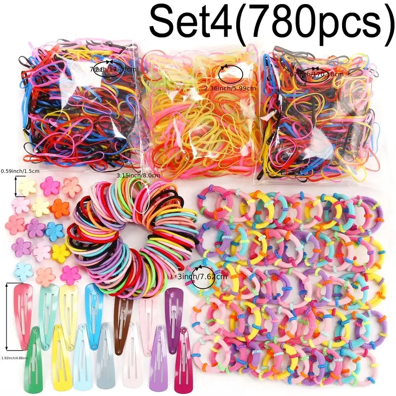 Colorful Hair Ties Set Hair Scrunchies For Women Elastic Ponytail Clips Holders Rubber Band For Hair Traceless Hair Ropes Set