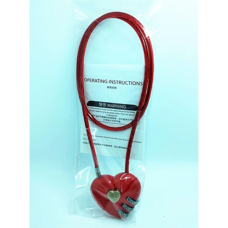 Love Shape Lock Wedding Gift Heart Password Code Padlock Trolley-Case Concentric-Lock Long Wire Rope Password Padlock mini padlock,combination lock,security padlock,luggage padlock,travel padlock,digit combination lock,love heart lock
