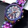 MINI FOCUS Motley Watches for Men Fashion Sport Chronograph Quartz Wristwatch with Date Luminous Hands Stainless Steel Strap Man 2
