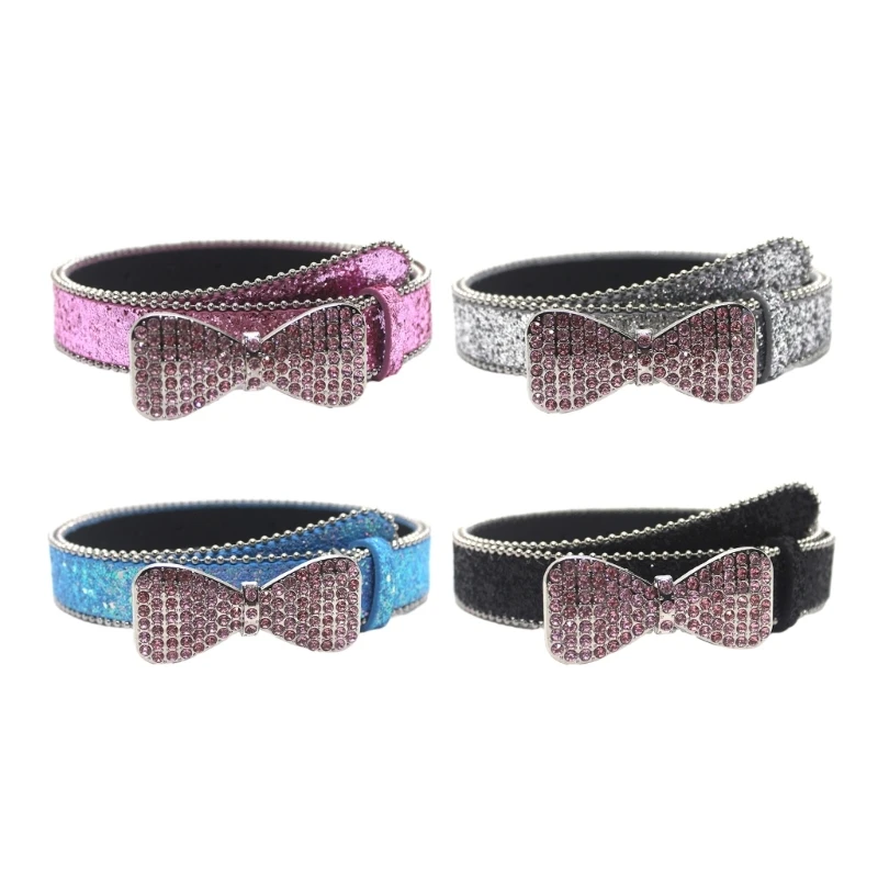 

Womens Belts Rhinestones Buckle Leathers Thin Belt Waistband for Jeans Pants Wholesale