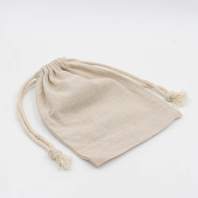 50 Pcs/Lot Linen Storage Drawstring Bags Party Christmas Gift Fabric Package Plain Cotton Pouches 8x10/10x12/12x15/13x18/15x20cm 4